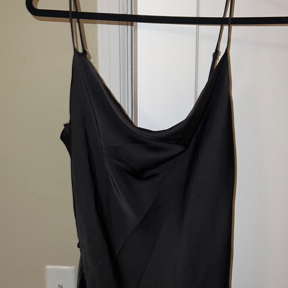 Black slip dress with buttons